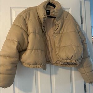 Zara Tan Faux Leather Bomber size xxl